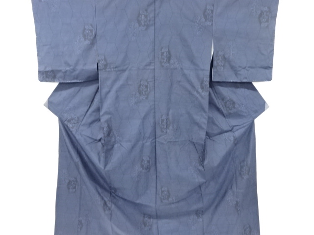 JAPANESE KIMONO / SILK / DORO OSHIMA TSUMUGI / WOVEN KIKKO & UME PATTERN